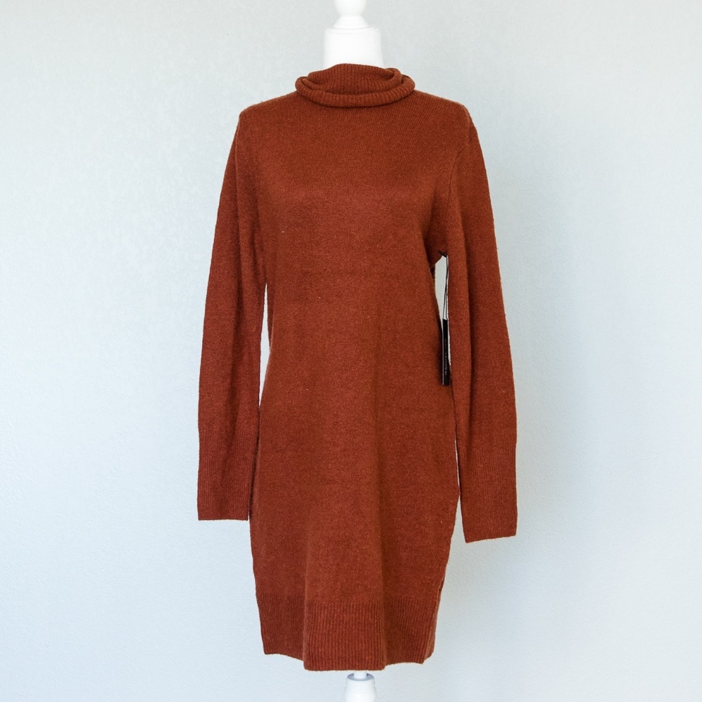 Rachel Zoe Rust Cowl Neck Sweater Dress Large